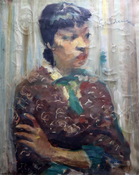 Italian School, 20th century, oil on canvas, portrait of a woman, 60 x 50cm